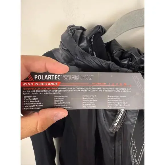 NWT Bauer Hockey FLC Polartech Full Zip Hooded Jacket Black (MULTIPLE SIZES) - Picture 2 of 4